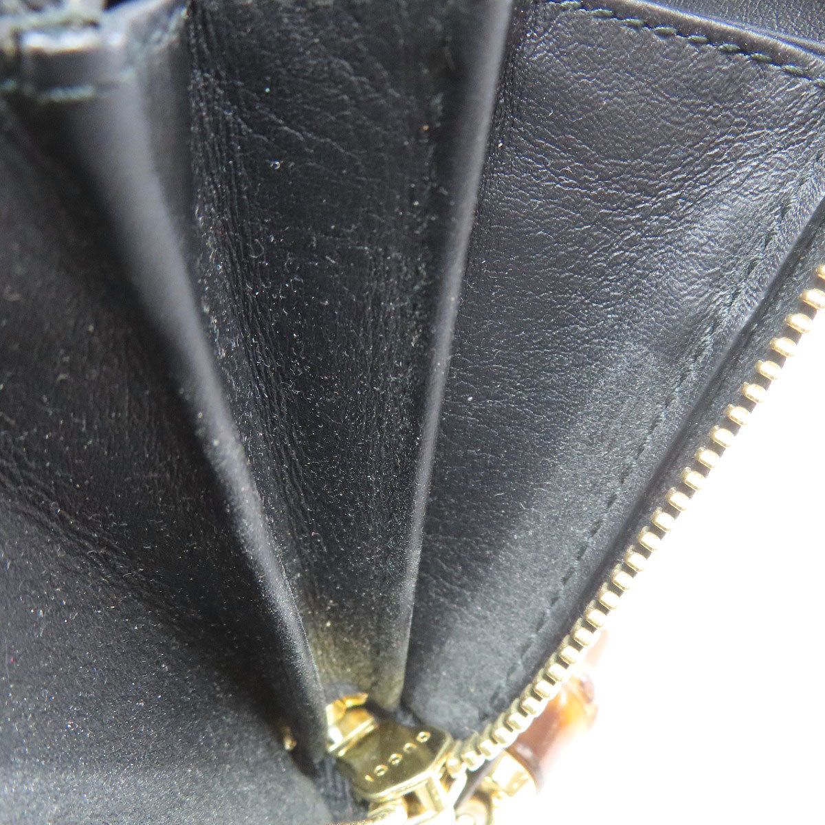 GUCCI Long Wallet Purse 453158 Calfskin black Nimfair Zip Around Bamboo