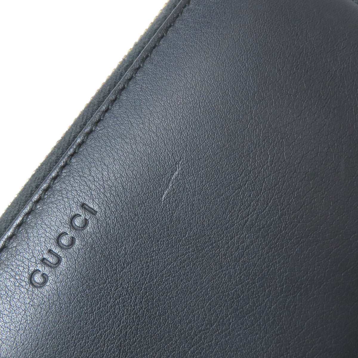 GUCCI Long Wallet Purse 453158 Calfskin black Nimfair Zip Around Bamboo