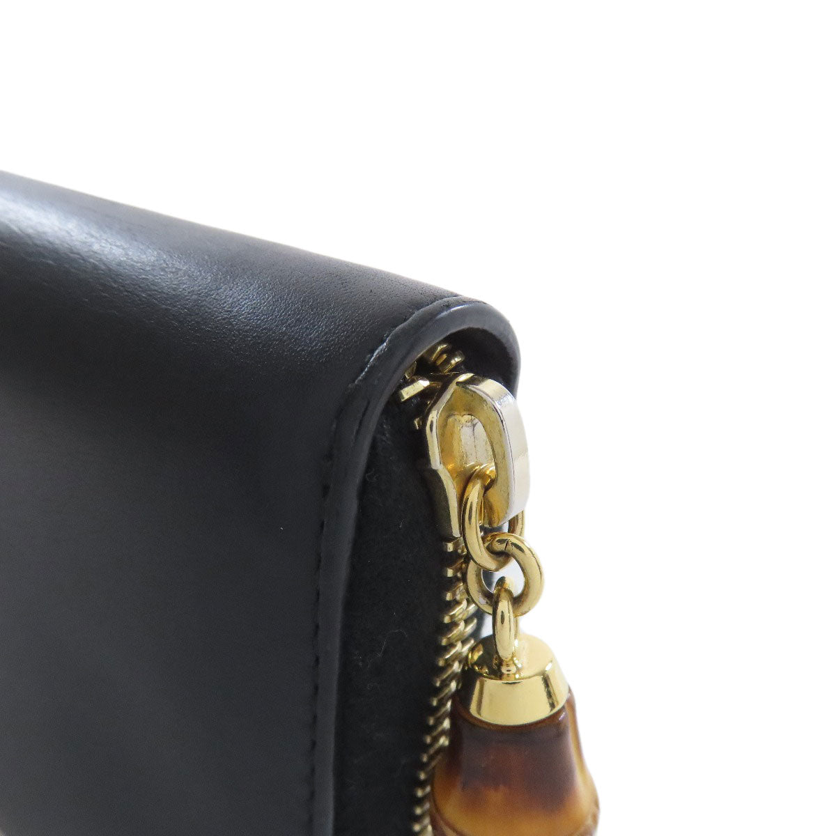 GUCCI Long Wallet Purse 453158 Calfskin black Nimfair Zip Around Bamboo