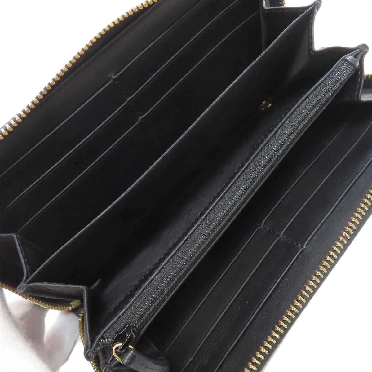 GUCCI Long Wallet Purse 453158 Calfskin black Nimfair Zip Around Bamboo