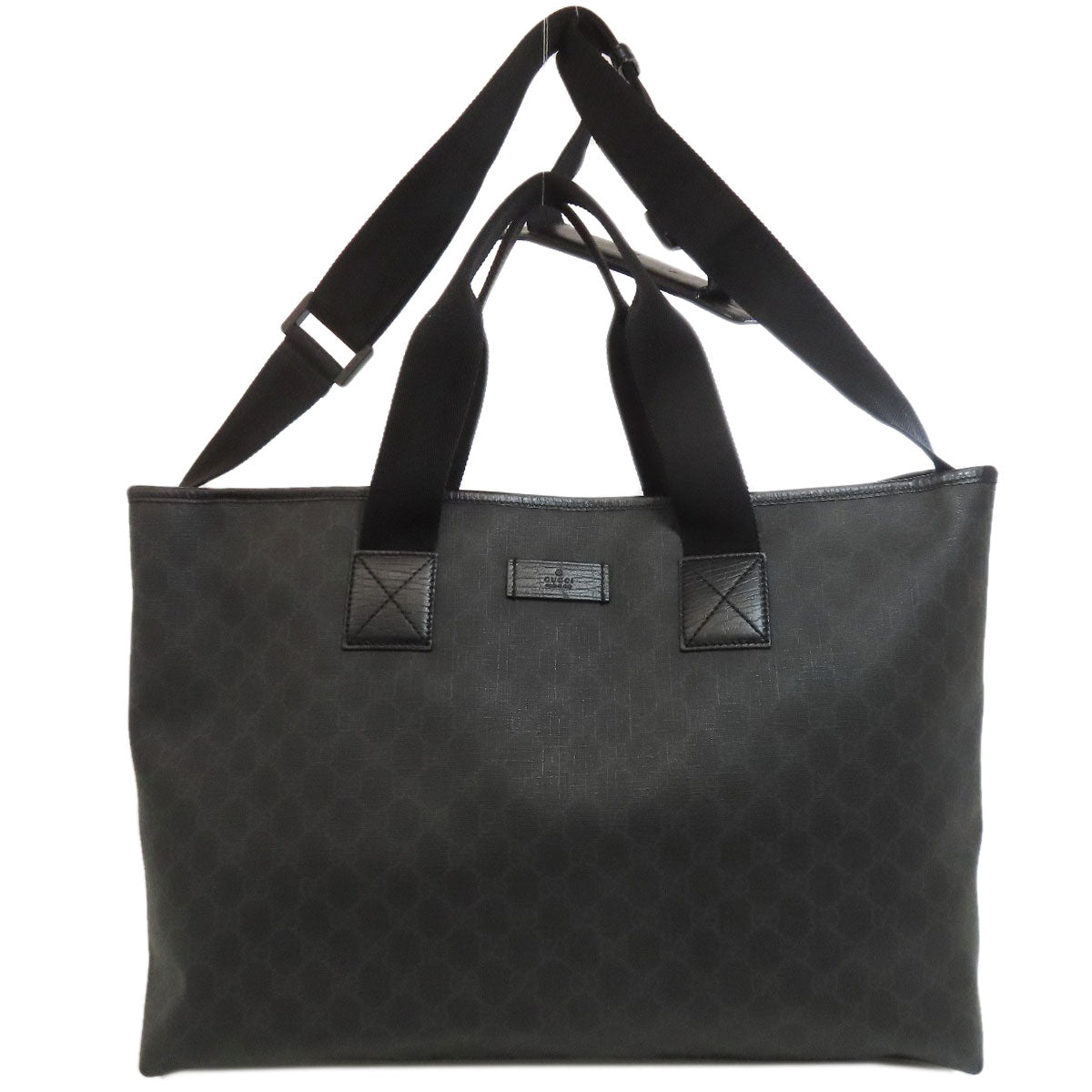 GUCCI Tote Bag 162785 PVC black GG Supreme 2WAY