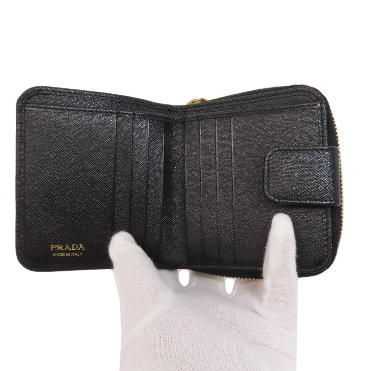 PRADA Bifold Wallet Safiano black Zip wallet