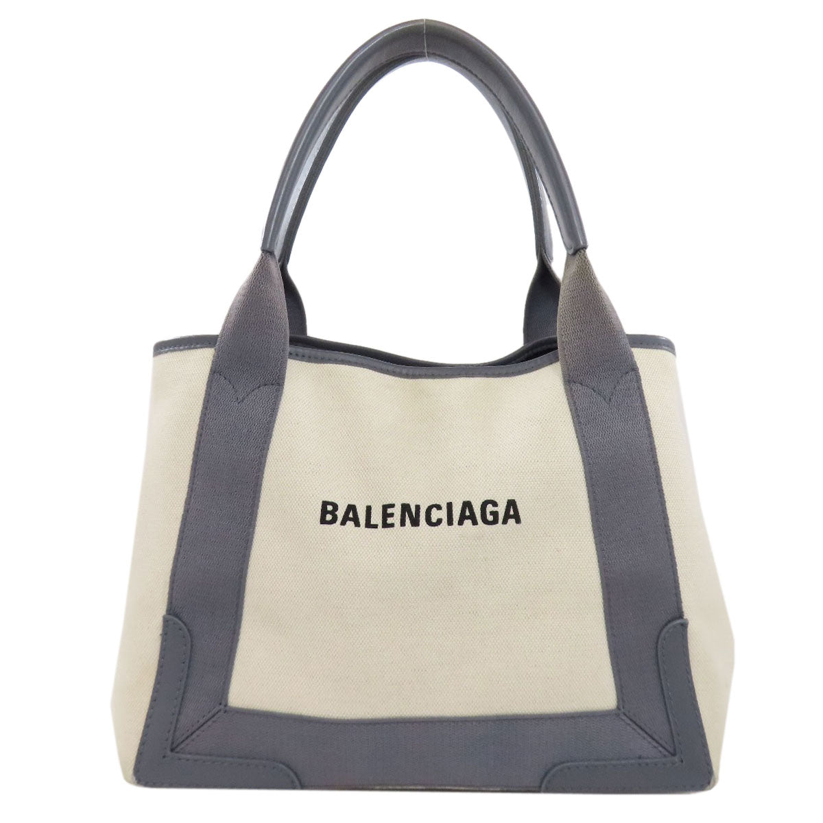 BALENCIAGA Tote Bag canvas white Navy kabas