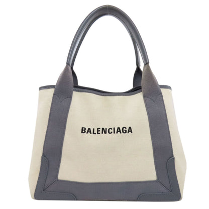 BALENCIAGA Tote Bag canvas white Navy kabas