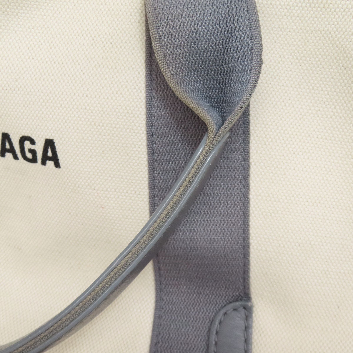 BALENCIAGA Tote Bag canvas white Navy kabas