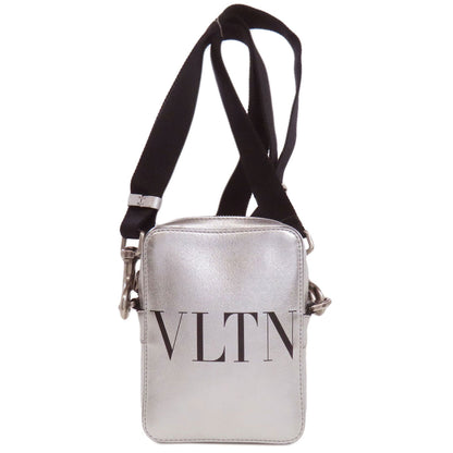 VALENTINO Shoulder Bag Calfskin Silver VLTN logo