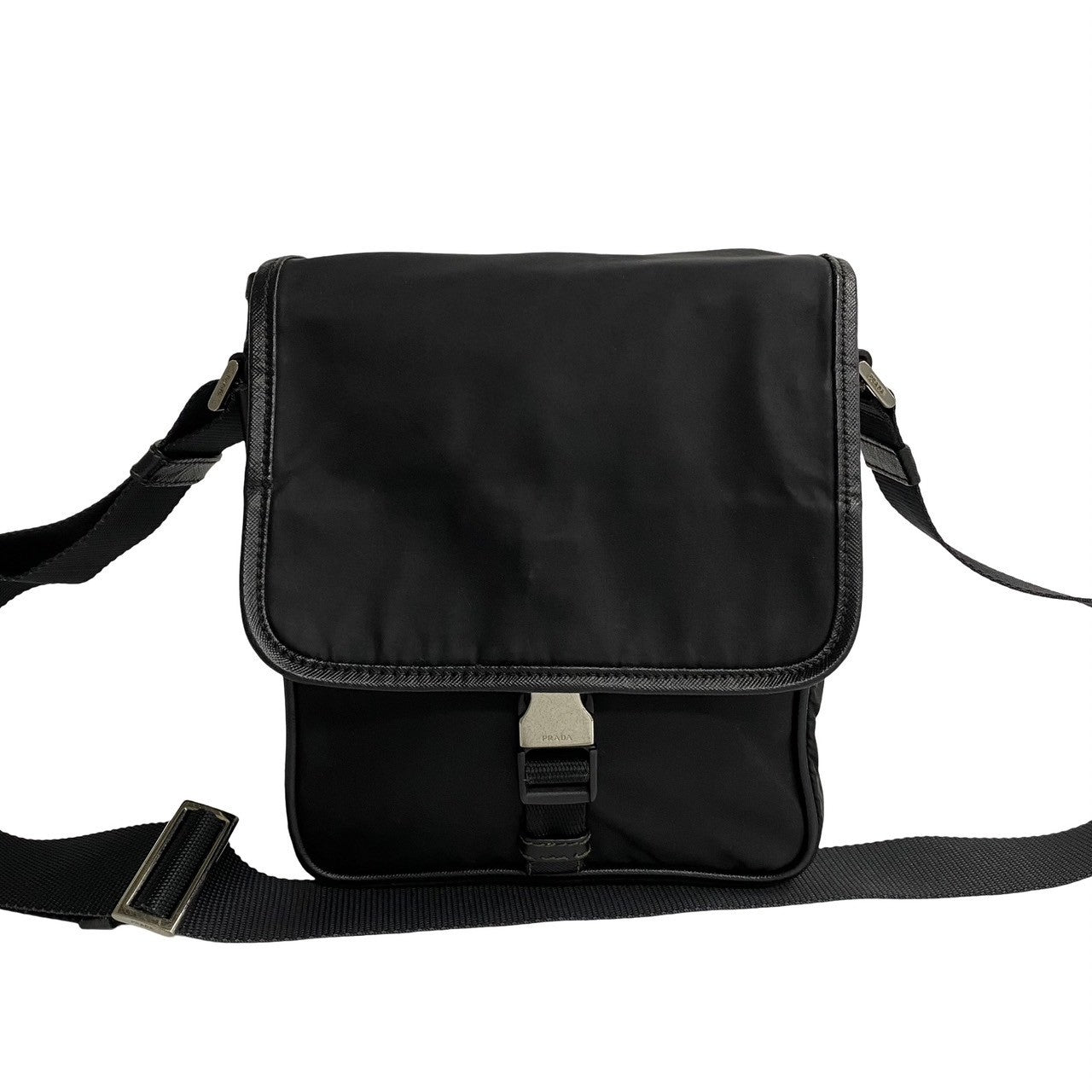PRADA Shoulder Bag Nylon, Leather black Women(Unisex) Used Authentic