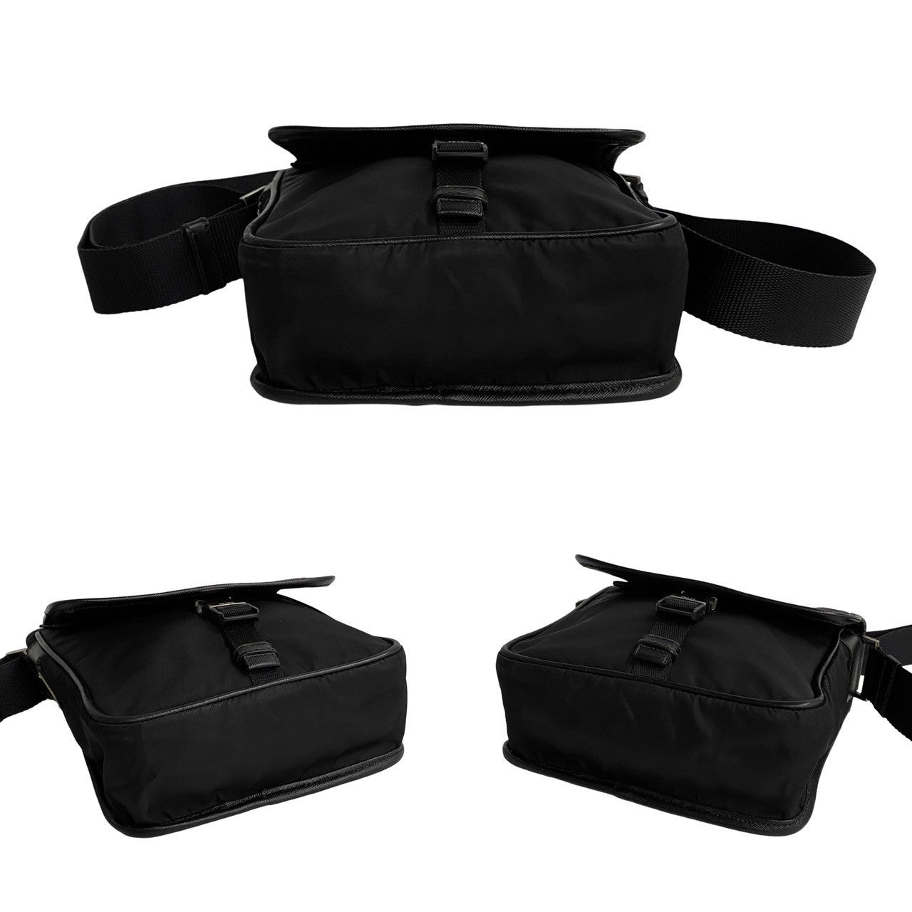 PRADA Shoulder Bag Nylon, Leather black Women(Unisex) Used Authentic