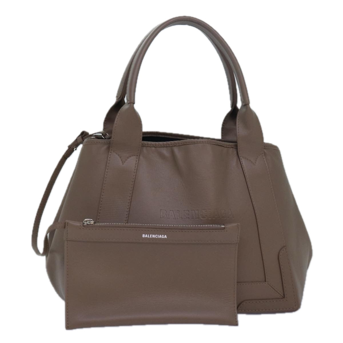 BALENCIAGA Cabas Hand Bag Leather Gray