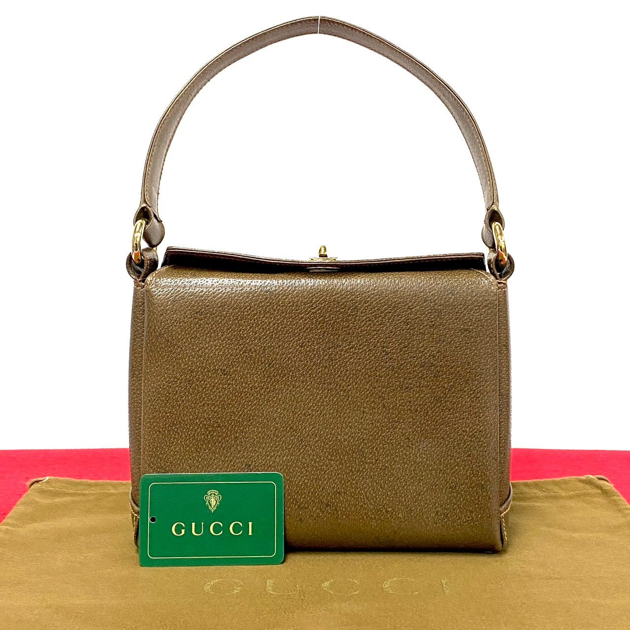 GUCCI Handbag leather Brown Women Used Authentic