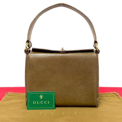 GUCCI Handbag leather Brown Women Used Authentic