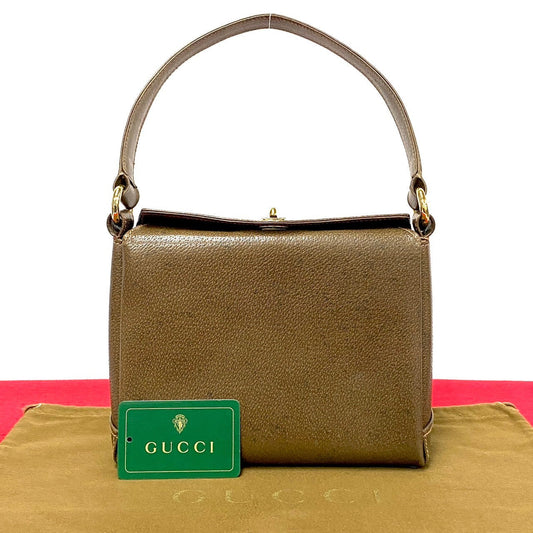 GUCCI Handbag leather Brown Women Used Authentic