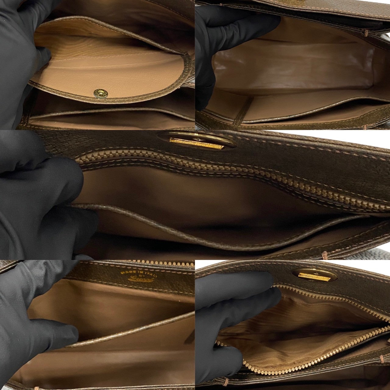 GUCCI Handbag leather Brown Women Used Authentic