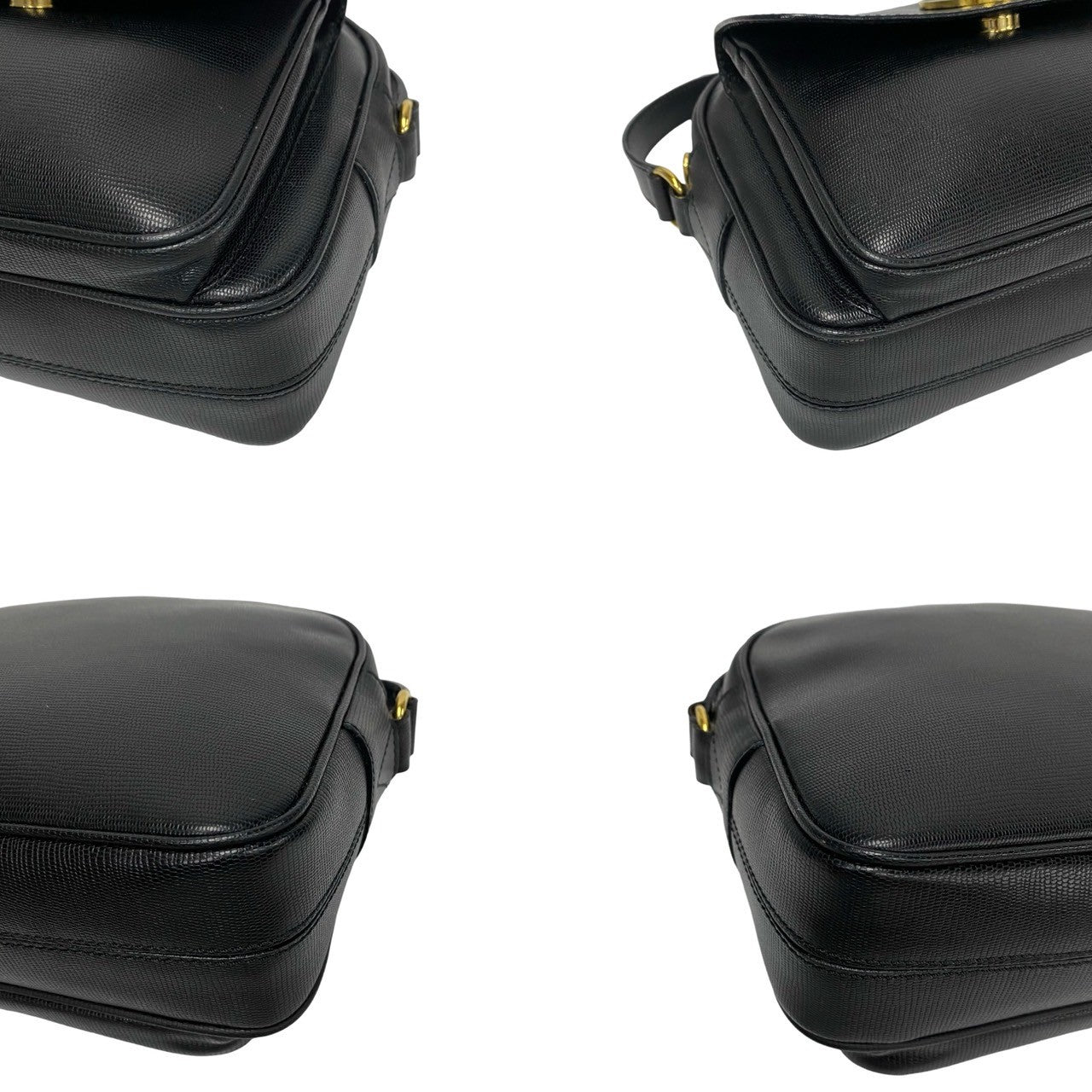 CELINE Shoulder Bag leather black Circle logo Women(Unisex) Used Authentic