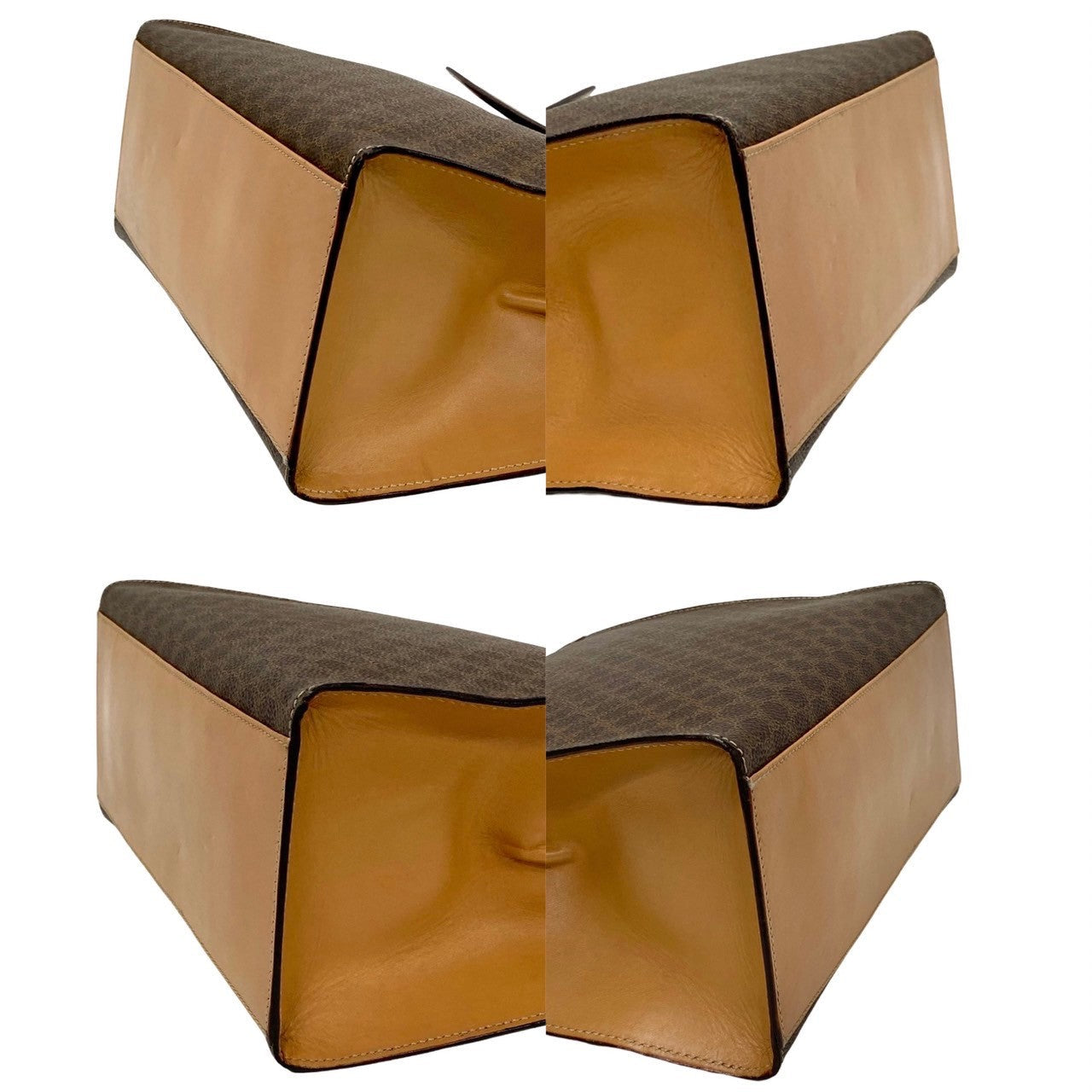 CELINE Handbag Leather, PVC Brown Macadam Blason Triomphe logo ring Metal Women Used Authentic