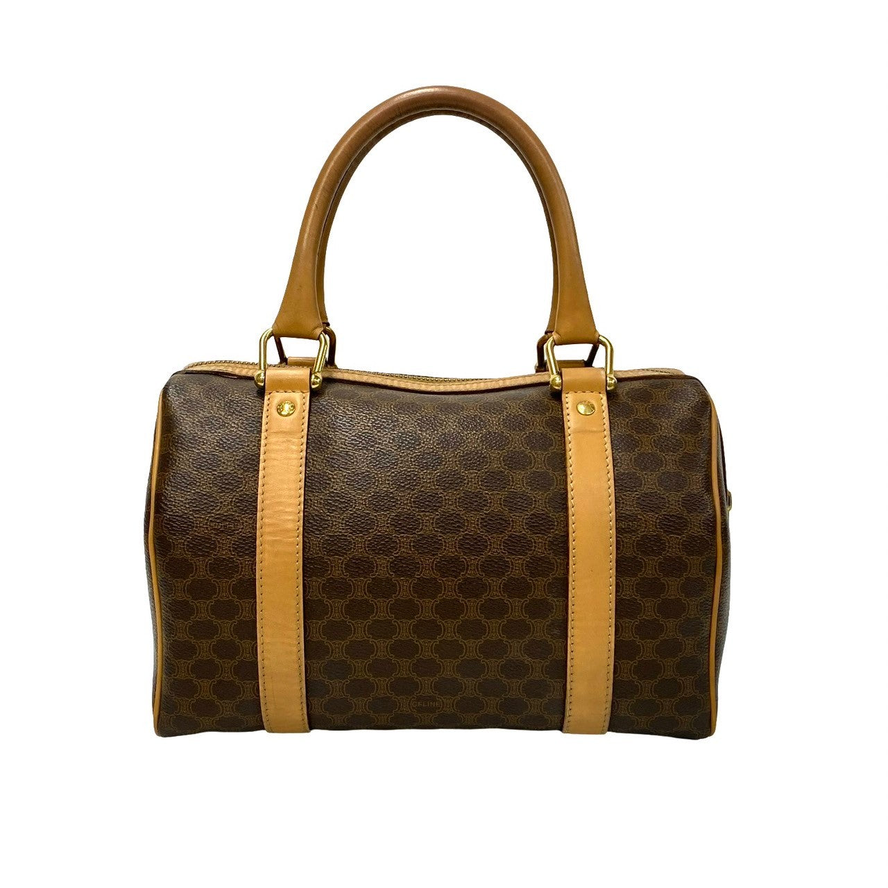 CELINE Shoulder Bag Leather, PVC Brown Macadam Blason Triomphe Pattern Women Used Authentic