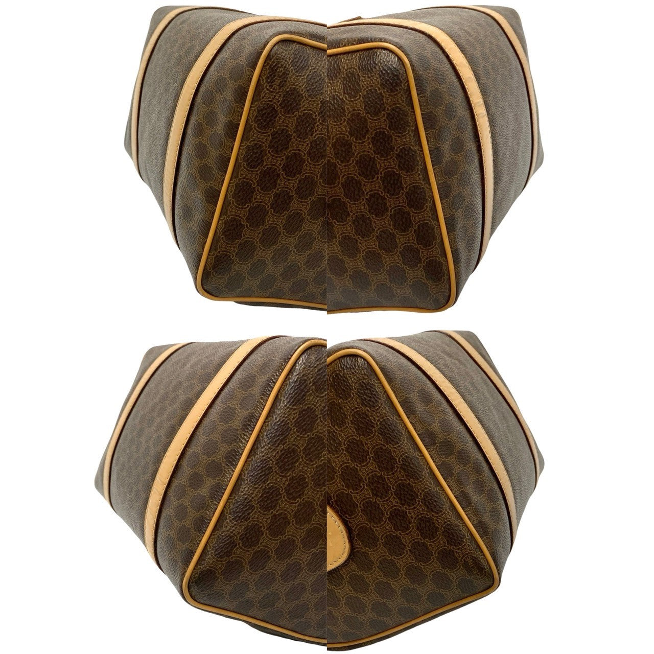 CELINE Shoulder Bag Leather, PVC Brown Macadam Blason Triomphe Pattern Women Used Authentic