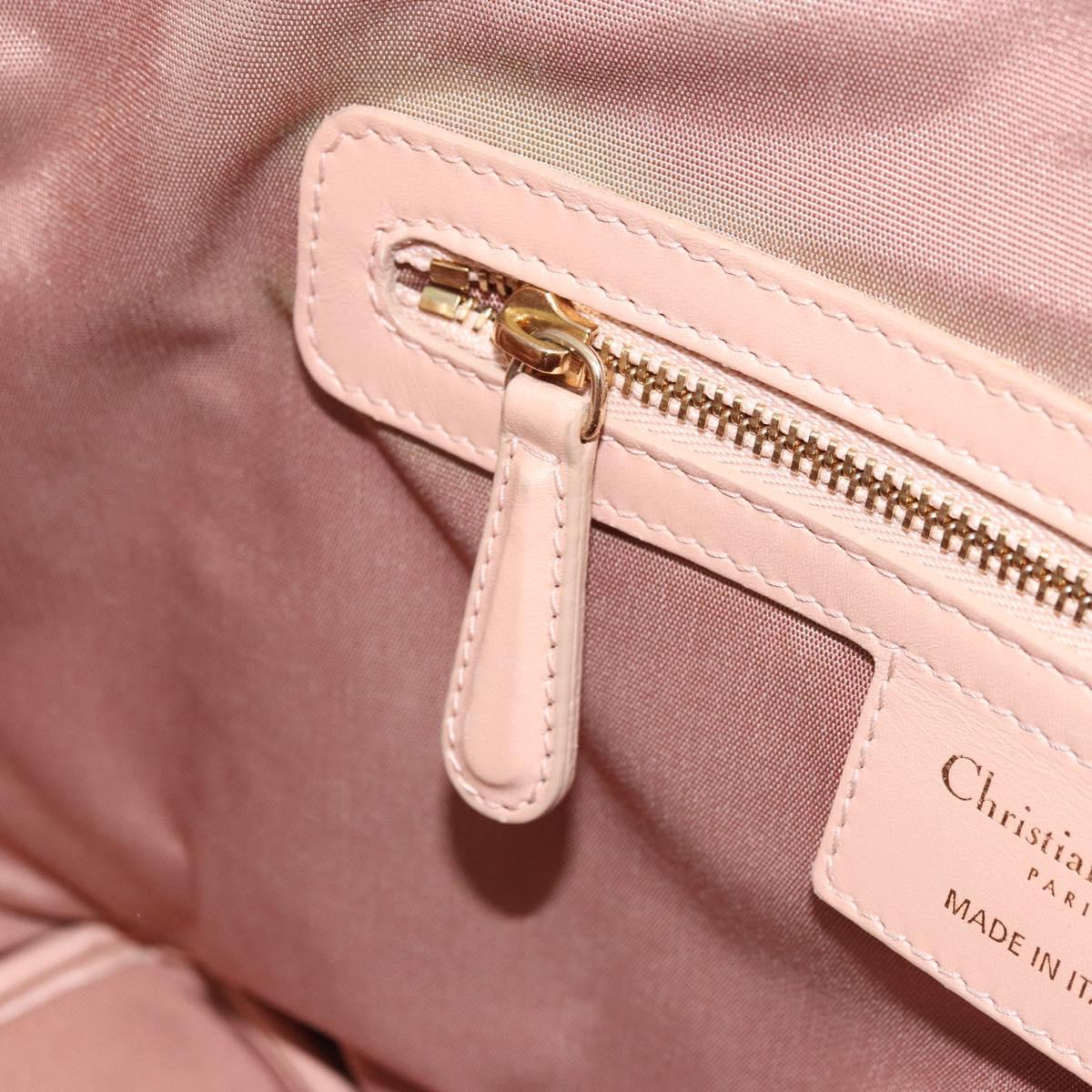 Christian Dior Cannage Panarea Hand Bag Coated Canvas Pink