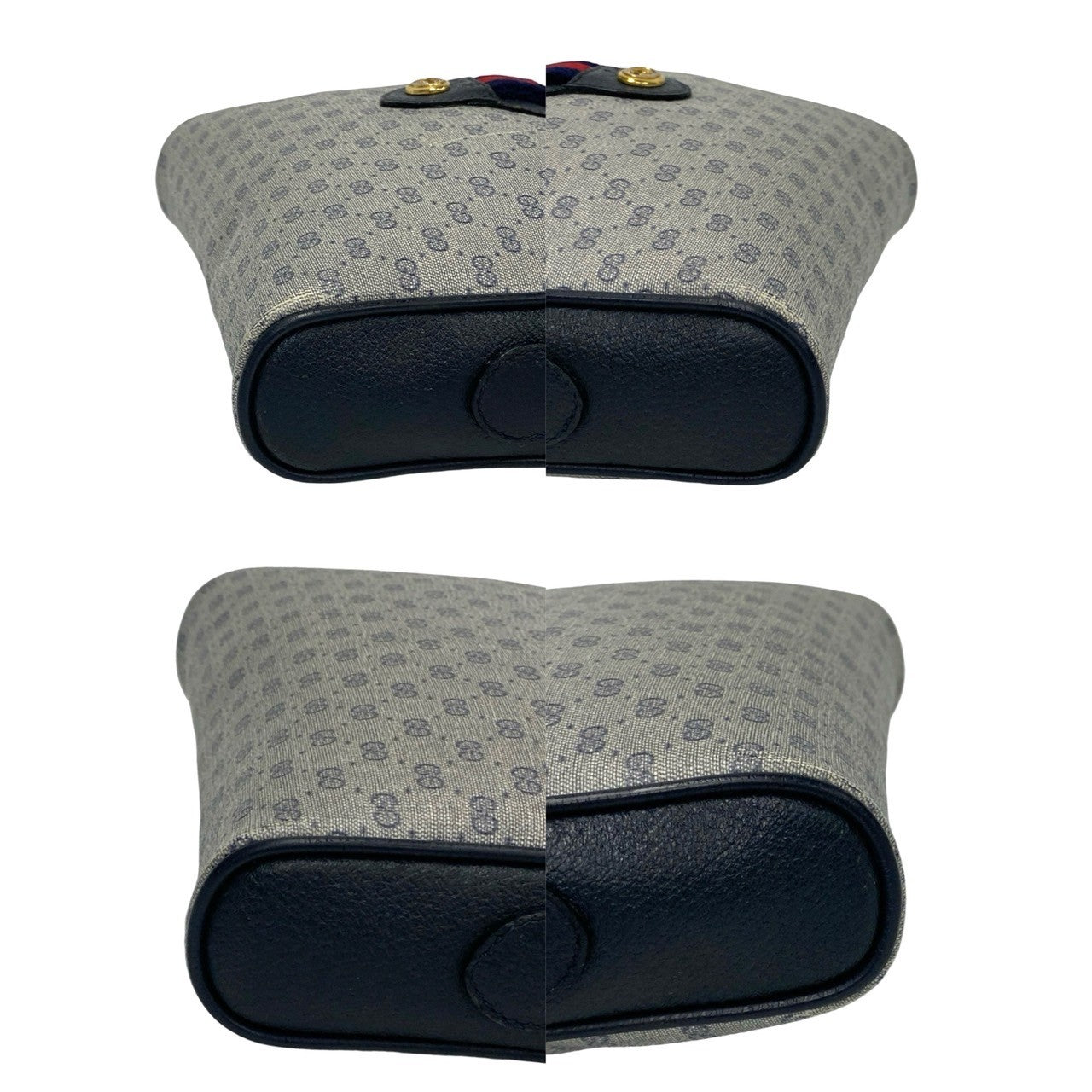 GUCCI Shoulder Bag Leather, PVC Navy Micro GG Sherry line Women Used Authentic