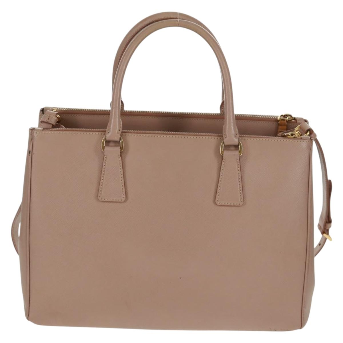 PRADA Two Way Hand Bag Saffiano Leather Pink Gold