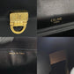 CELINE Shoulder Bag leather black Triomphe logo Metal Women Used Authentic
