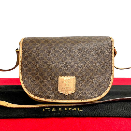 CELINE Shoulder Bag Leather, PVC Brown Macadam Blason Triomphe Pattern mens(Unisex) Used Authentic