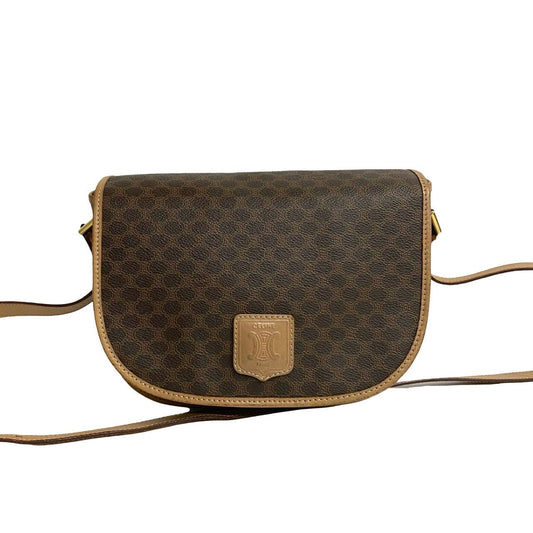 CELINE Shoulder Bag Leather, PVC Brown Macadam Blason Triomphe Pattern mens(Unisex) Used Authentic