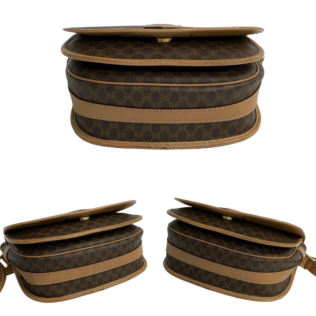CELINE Shoulder Bag Leather, PVC Brown Macadam Blason Triomphe Pattern mens(Unisex) Used Authentic