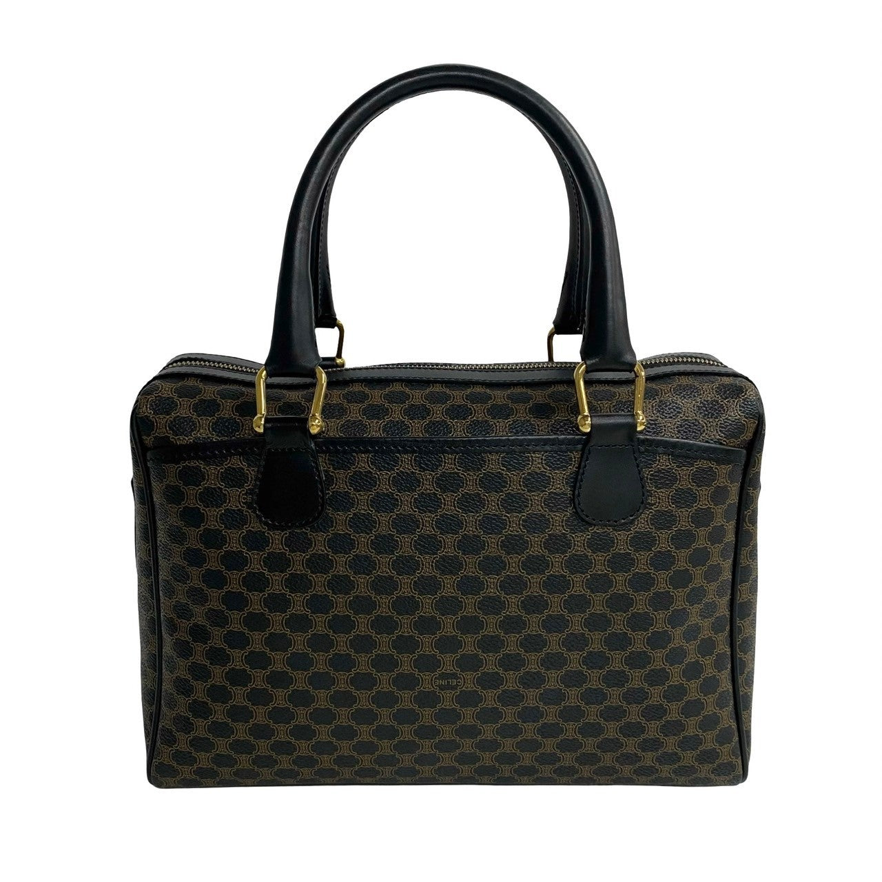 CELINE Handbag Leather, PVC black Macadam Blason Triomphe Pattern Women(Unisex) Used Authentic