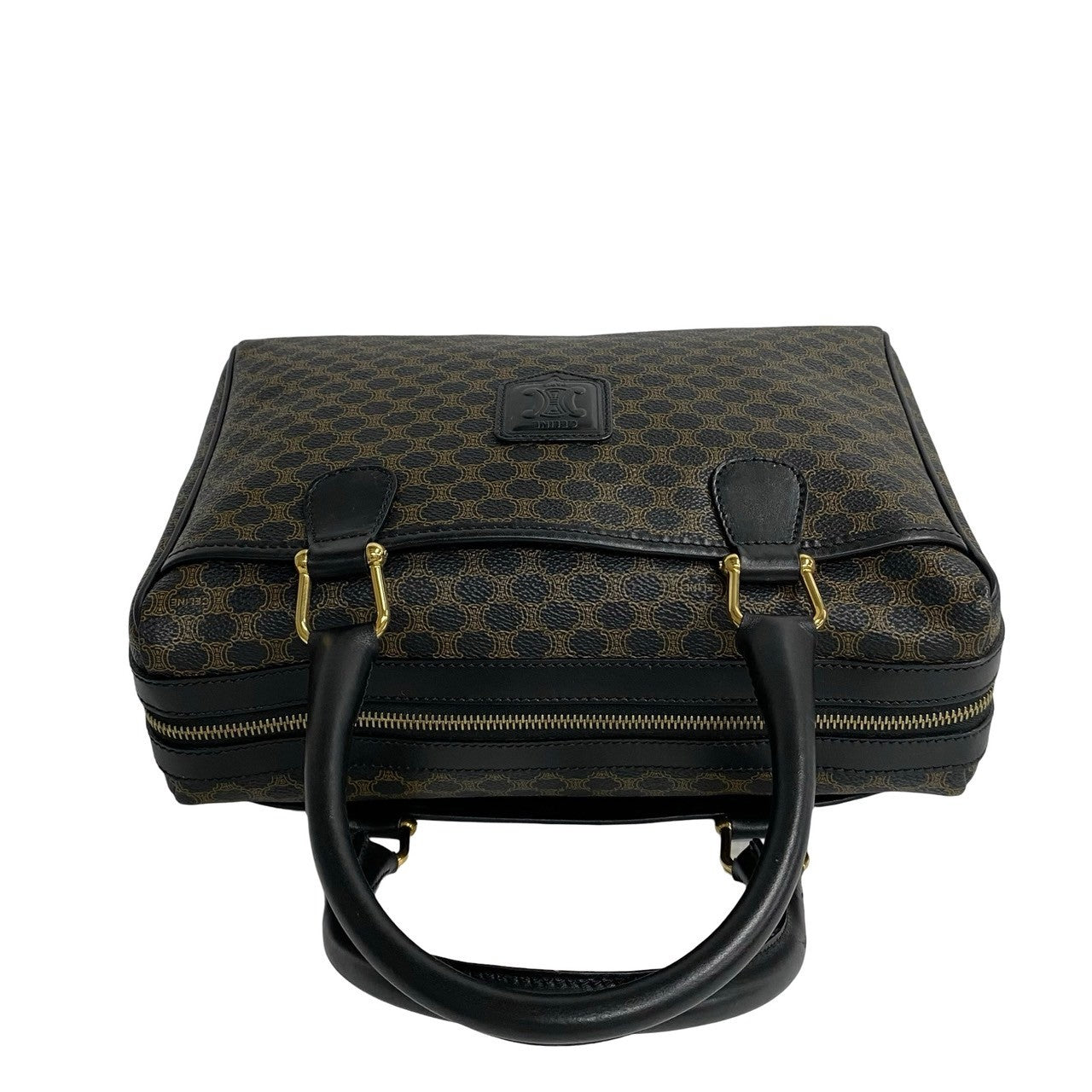 CELINE Handbag Leather, PVC black Macadam Blason Triomphe Pattern Women(Unisex) Used Authentic