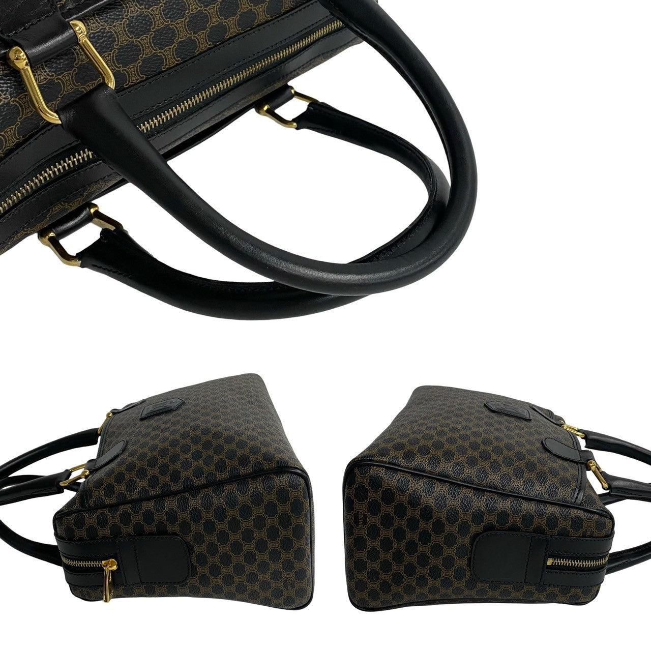 CELINE Handbag Leather, PVC black Macadam Blason Triomphe Pattern Women(Unisex) Used Authentic