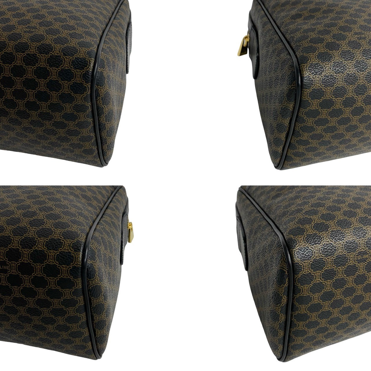 CELINE Handbag Leather, PVC black Macadam Blason Triomphe Pattern Women(Unisex) Used Authentic