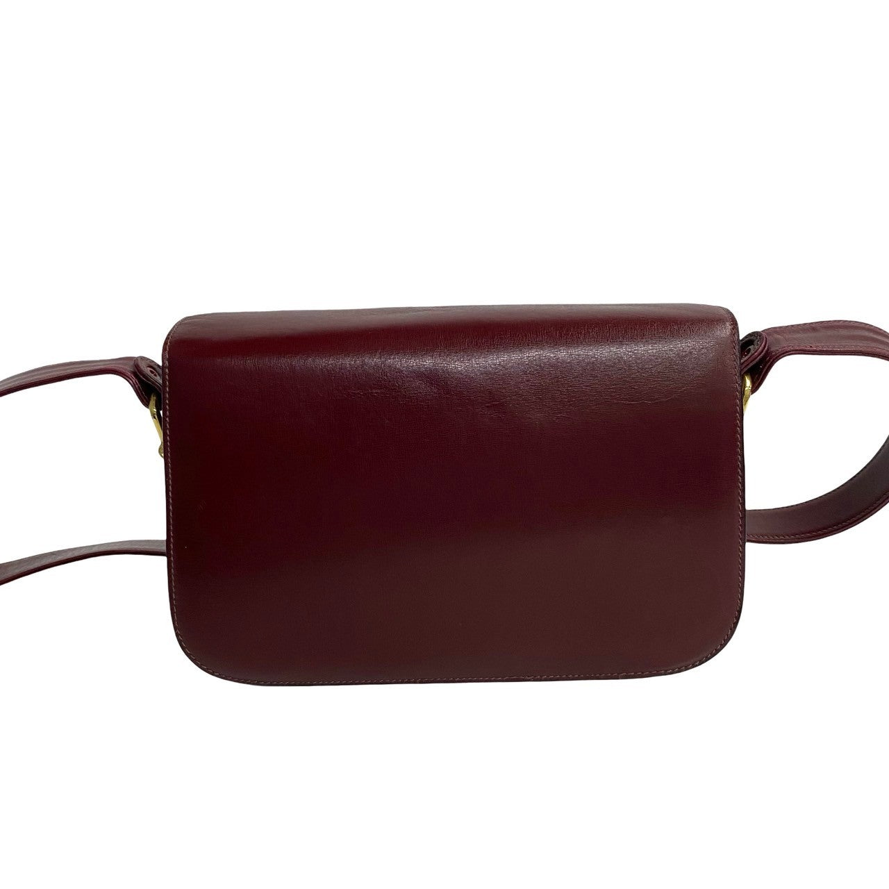 CELINE Shoulder Bag Calfskin, Leather wine-red Carriage Metal Women Used Authentic