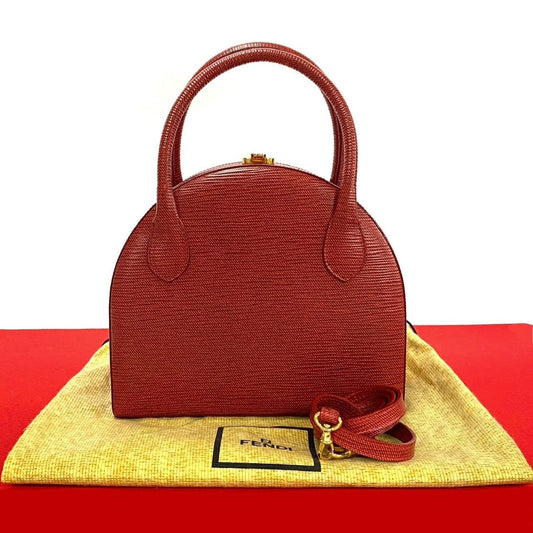 FENDI Shoulder Bag leather Red 2way Women Used Authentic