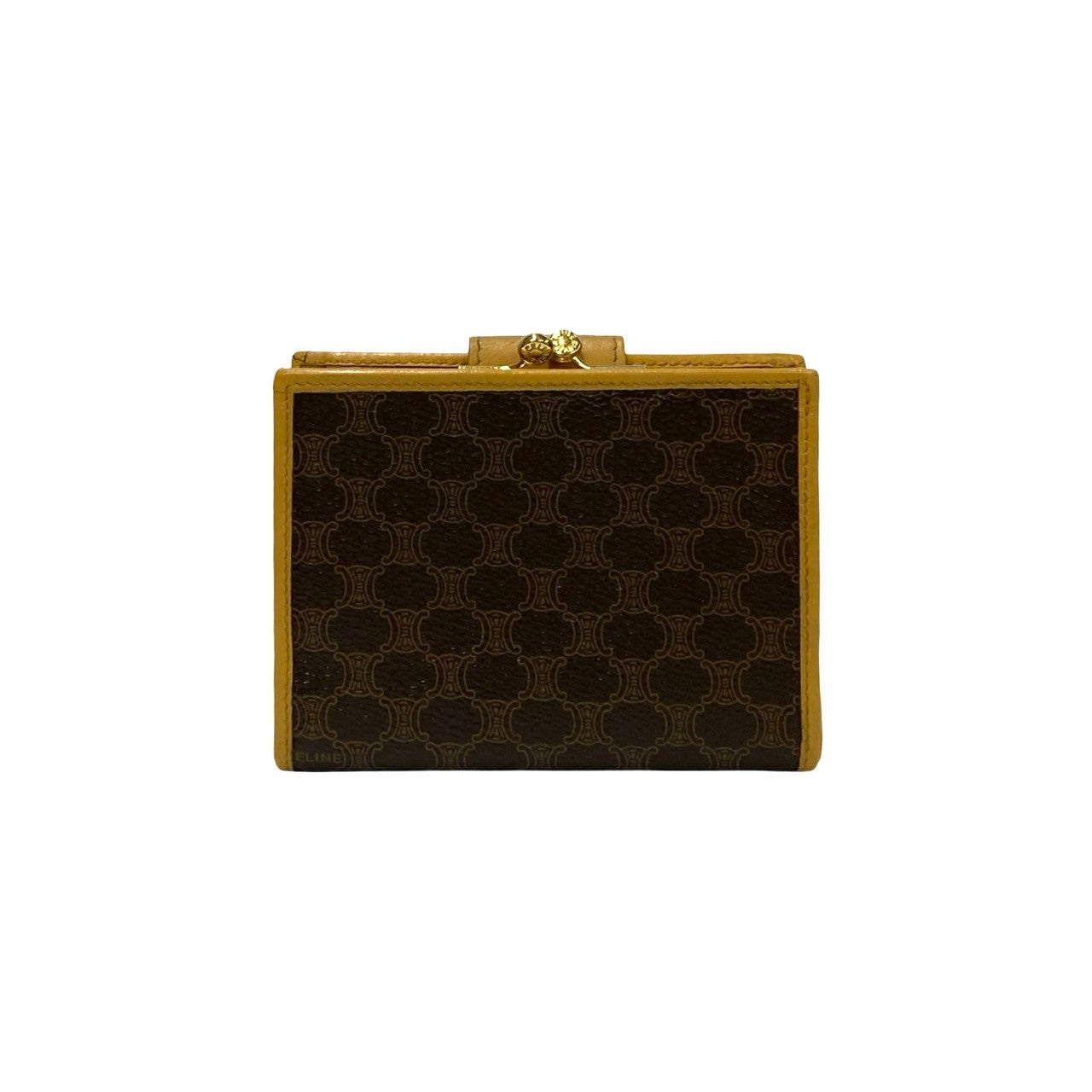 CELINE Bifold Wallet Leather, PVC Brown Macadam BlazonPattern Women(Unisex) Used Authentic