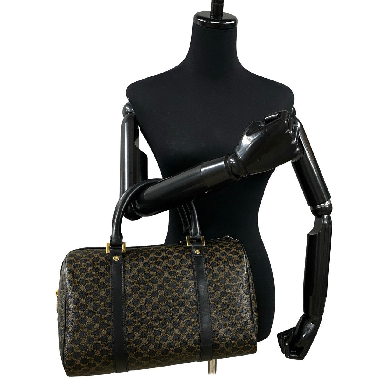 CELINE Boston Duffel bag Leather, PVC black Macadam Brazon Women(Unisex) Used Authentic