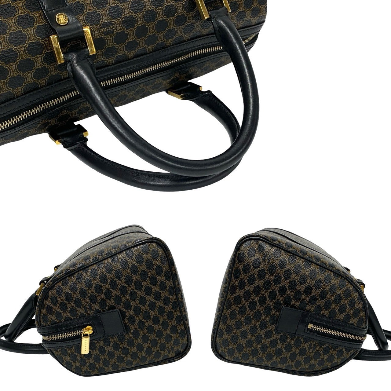 CELINE Boston Duffel bag Leather, PVC black Macadam Brazon Women(Unisex) Used Authentic
