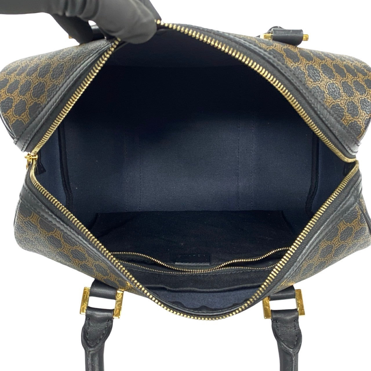 CELINE Boston Duffel bag Leather, PVC black Macadam Brazon Women(Unisex) Used Authentic