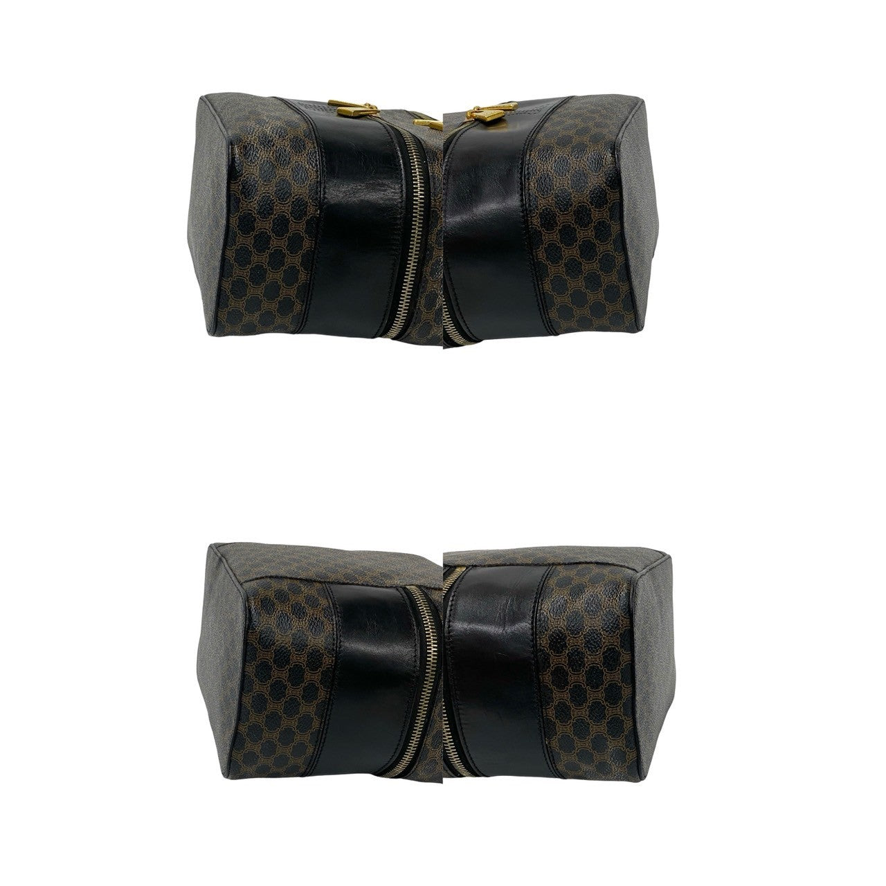 CELINE Handbag Leather, PVC black Macadam Blason Triomphe Pattern Women Used Authentic