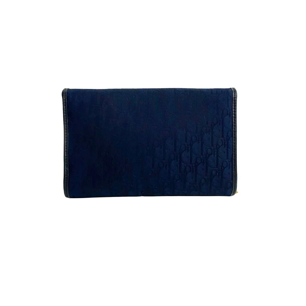Dior Shoulder Bag Canvas, Leather Navy Trotter Pattern Women Used Authentic
