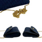 Dior Shoulder Bag Canvas, Leather Navy Trotter Pattern Women Used Authentic