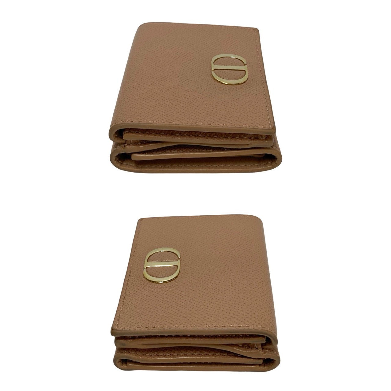 Dior Tri-fold wallet leather pink CD logo Metal Lotus wallet Women Used Authentic