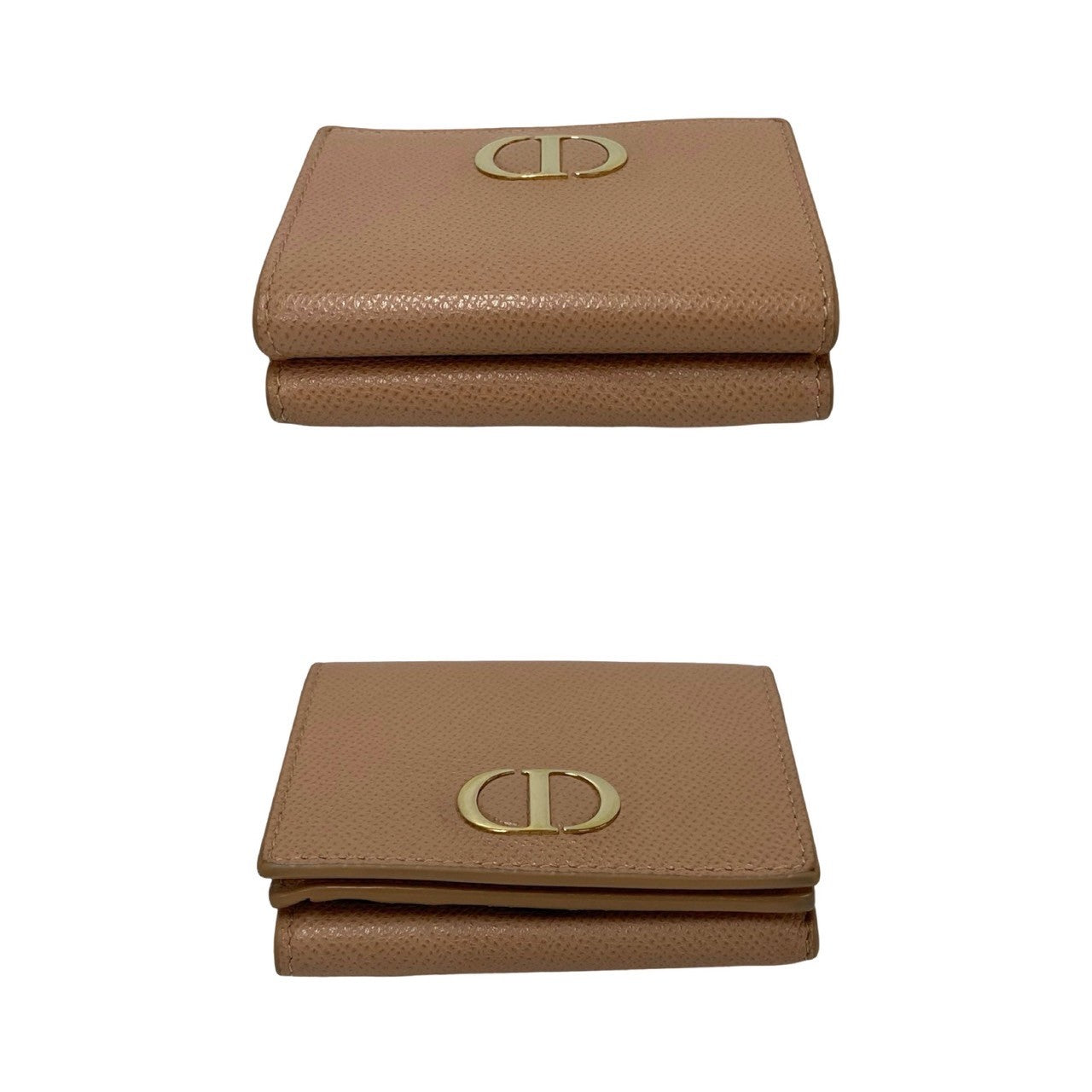 Dior Tri-fold wallet leather pink CD logo Metal Lotus wallet Women Used Authentic