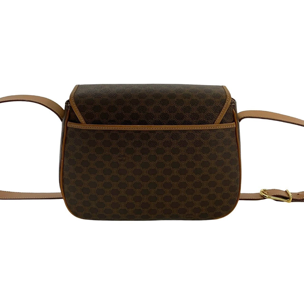 CELINE Shoulder Bag Leather, PVC Brown Macadam Blazon Pattern Triomphe logo Women Used Authentic