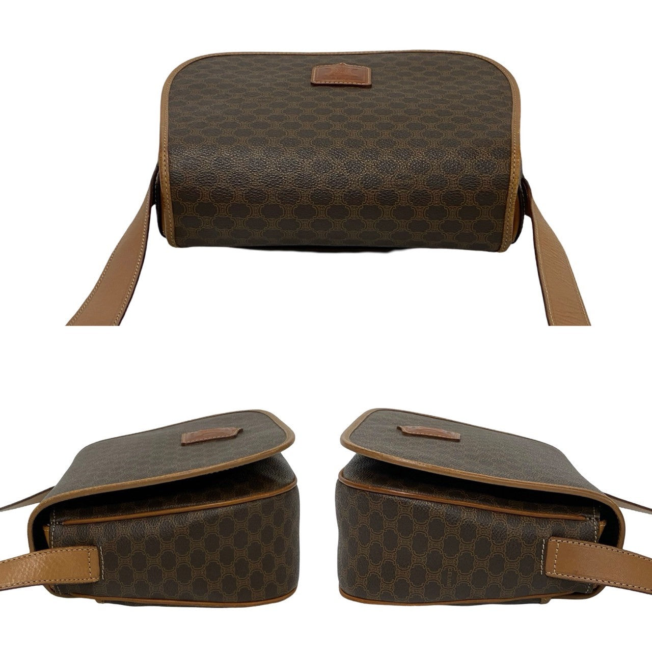 CELINE Shoulder Bag Leather, PVC Brown Macadam Blazon Pattern Triomphe logo Women Used Authentic