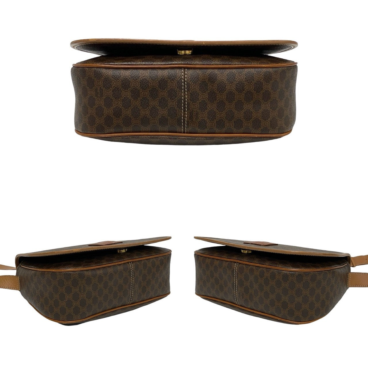 CELINE Shoulder Bag Leather, PVC Brown Macadam Blazon Pattern Triomphe logo Women Used Authentic