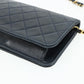 CHANEL Push Lock Chain Shoulder Bag Lambskin Navy Gold CC