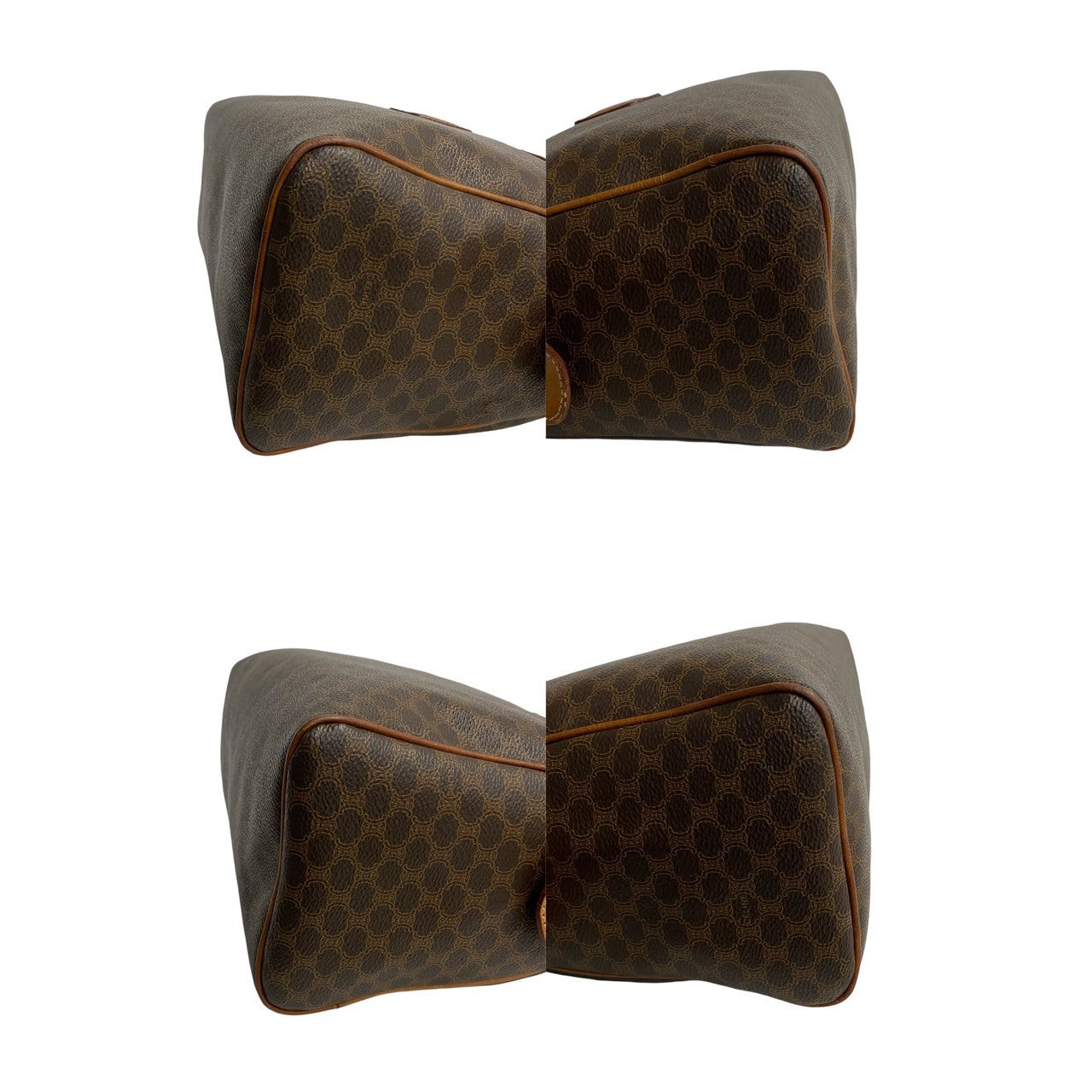 CELINE Boston Duffel bag Leather, PVC Brown Macadam Blazon Pattern Triomphe logo Women(Unisex) Used Authentic