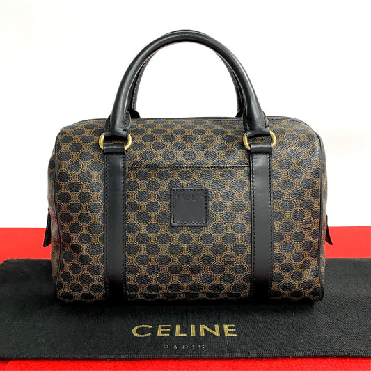 CELINE Handbag leather Brown Macadam Blason Pattern mens(Unisex) Used Authentic