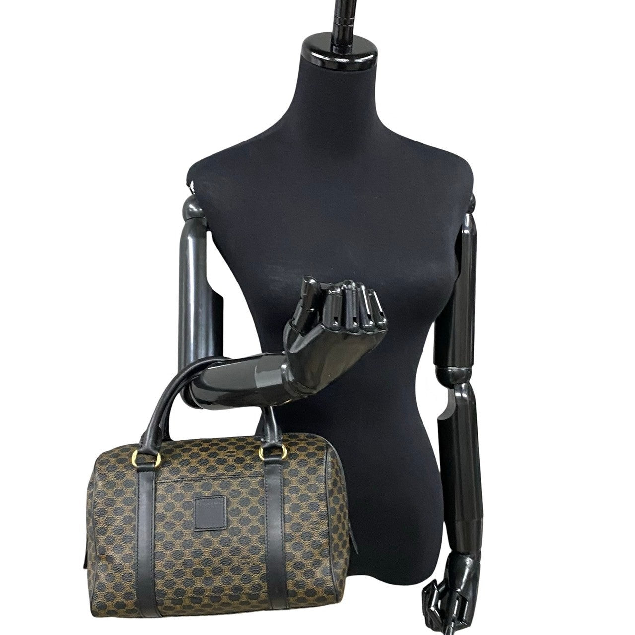 CELINE Handbag leather Brown Macadam Blason Pattern mens(Unisex) Used Authentic